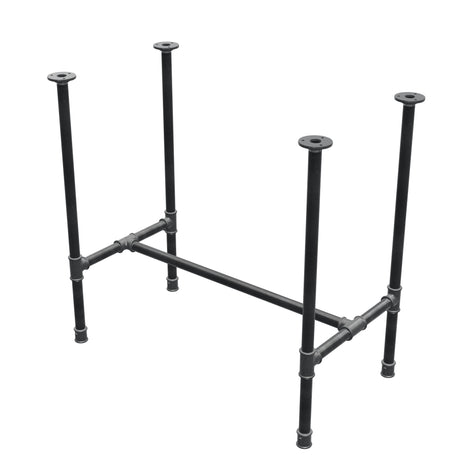 Base de mesa de jantar, estrutura em H, ferro fundido e aço Ø 27 mm, 81 × 45 cm, altura 74 cm