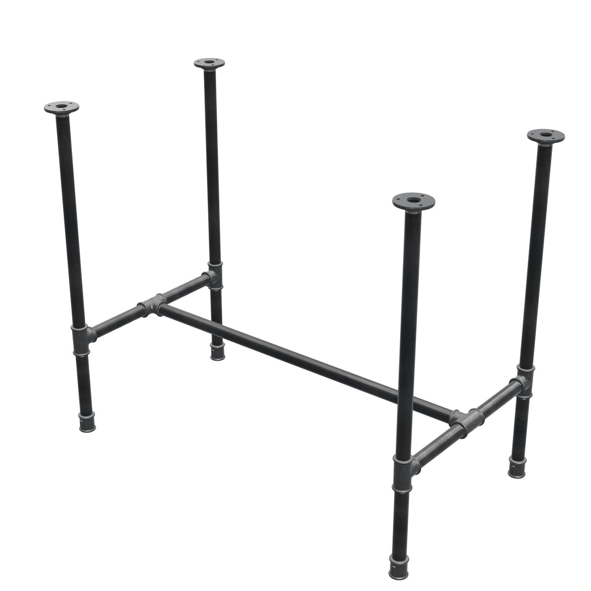 Base de mesa de jantar, estrutura em H, ferro fundido e aço Ø 27 mm, 91 × 51 cm, altura 74 cm