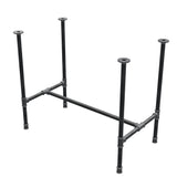 Base de mesa de jantar, estrutura em H, ferro fundido e aço Ø 27 mm, 91 × 51 cm, altura 74 cm