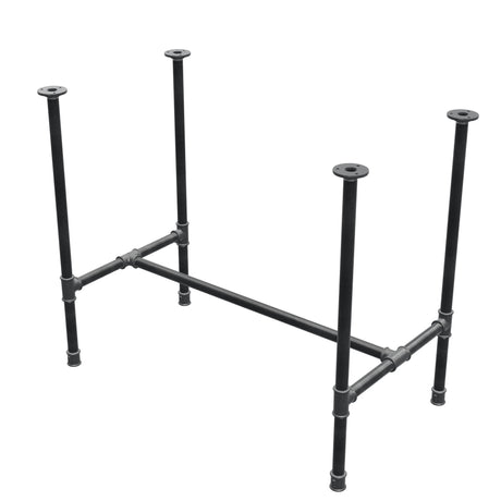 Base de mesa de jantar, estrutura em H, ferro fundido e aço Ø 27 mm, 91 × 51 cm, altura 74 cm