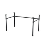 Base de secretária, estrutura em U, ferro fundido e aço Ø 34 mm, 132 × 72 cm, altura 72 cm
