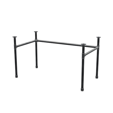 Base de secretária, estrutura em U, ferro fundido e aço Ø 34 mm, 132 × 72 cm, altura 72 cm
