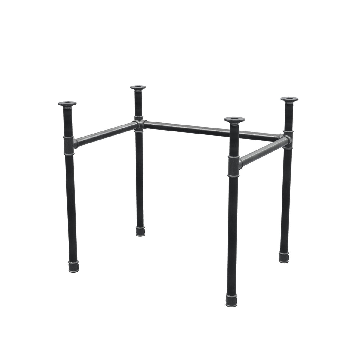 Base de secretária, estrutura em U, ferro fundido e aço Ø 34 mm, 82 × 62 cm, altura 72 cm