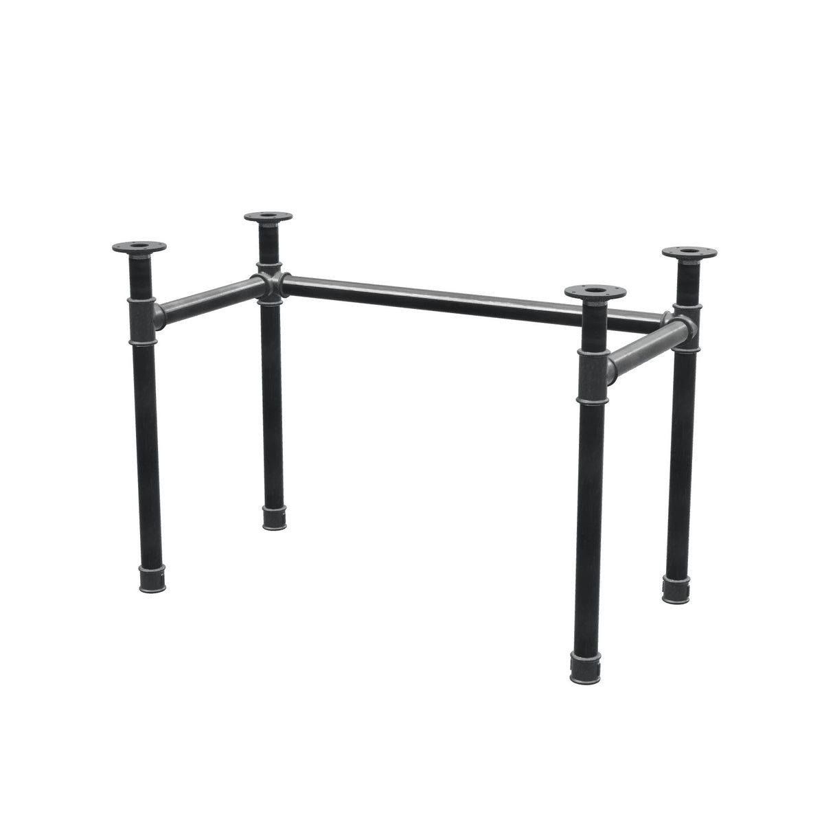 Base de secretária, estrutura em U, ferro fundido e aço Ø 42 mm, 106 × 56 cm, altura 70 cm