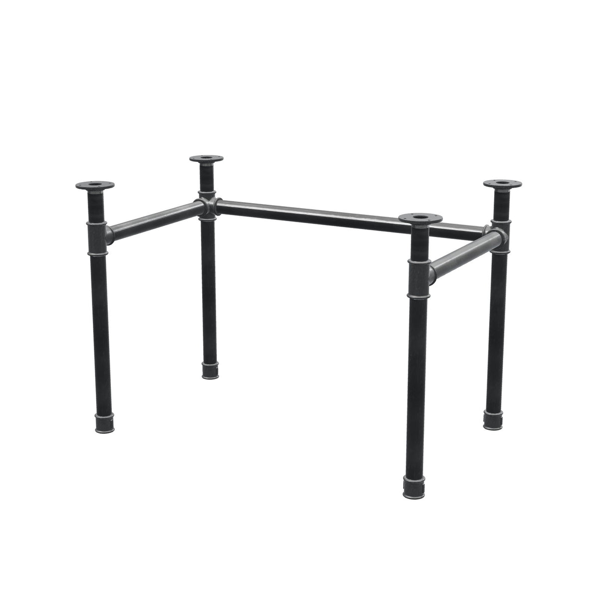 Base de secretária, estrutura em U, ferro fundido e aço Ø 42 mm, 106 × 66 cm, altura 70 cm