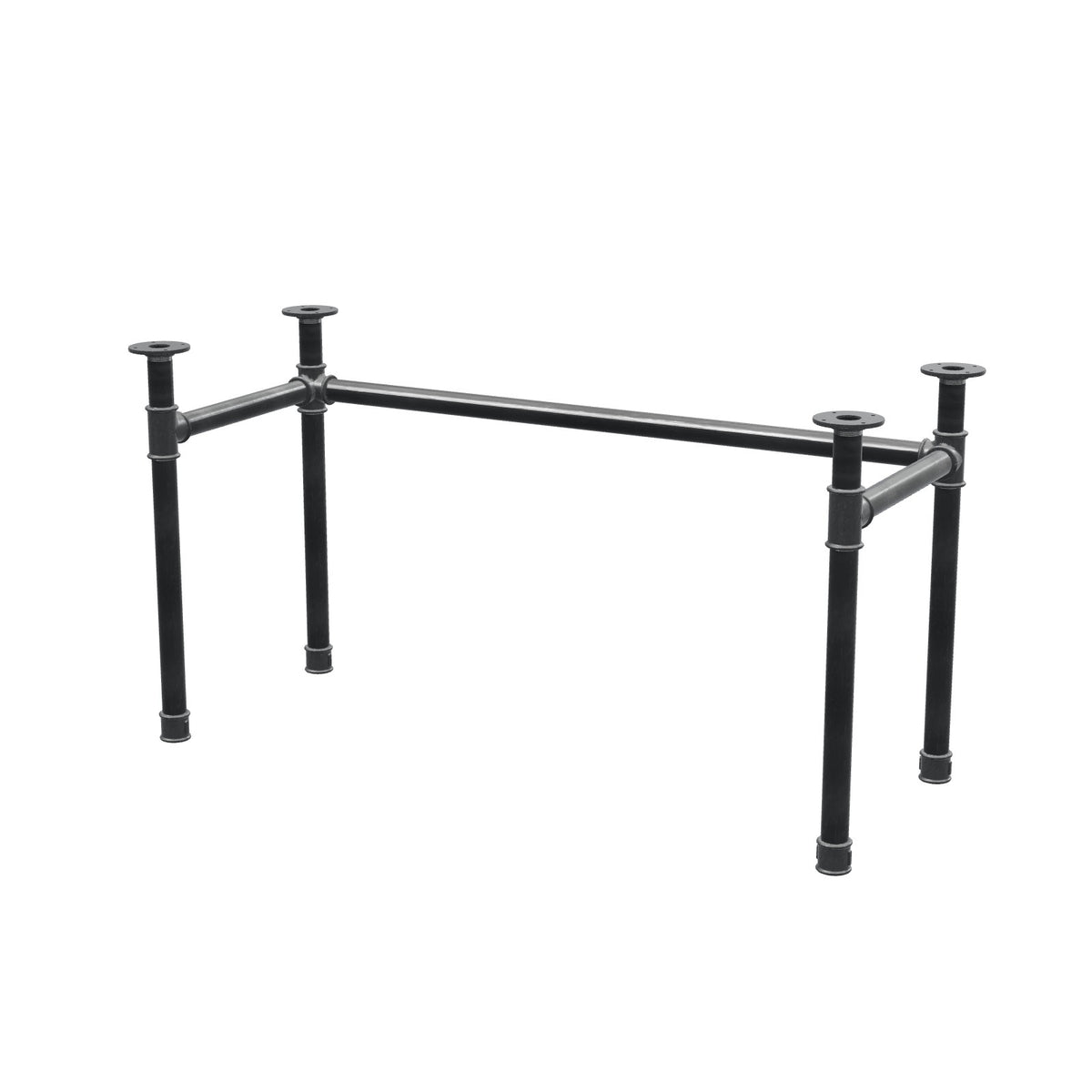 Base de secretária, estrutura em U, ferro fundido e aço Ø 42 mm, 136 × 56 cm, altura 70 cm