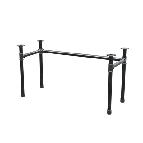 Base de secretária, estrutura em U, ferro fundido e aço Ø 42 mm, 136 × 56 cm, altura 70 cm