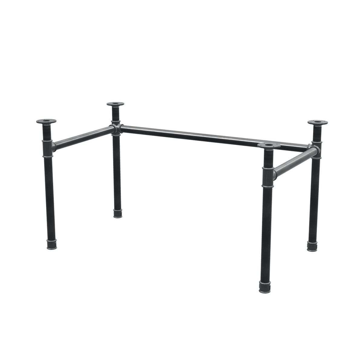 Base de secretária, estrutura em U, ferro fundido e aço Ø 42 mm, 136 × 76 cm, altura 70 cm
