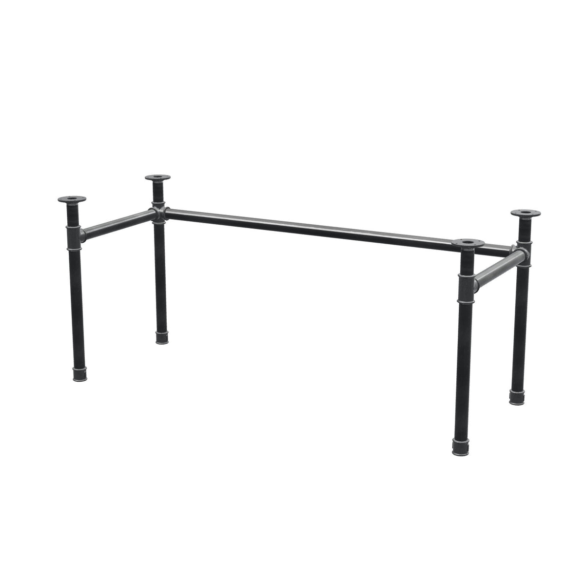 Base de secretária, estrutura em U, ferro fundido e aço Ø 42 mm, 166 × 66 cm, altura 70 cm