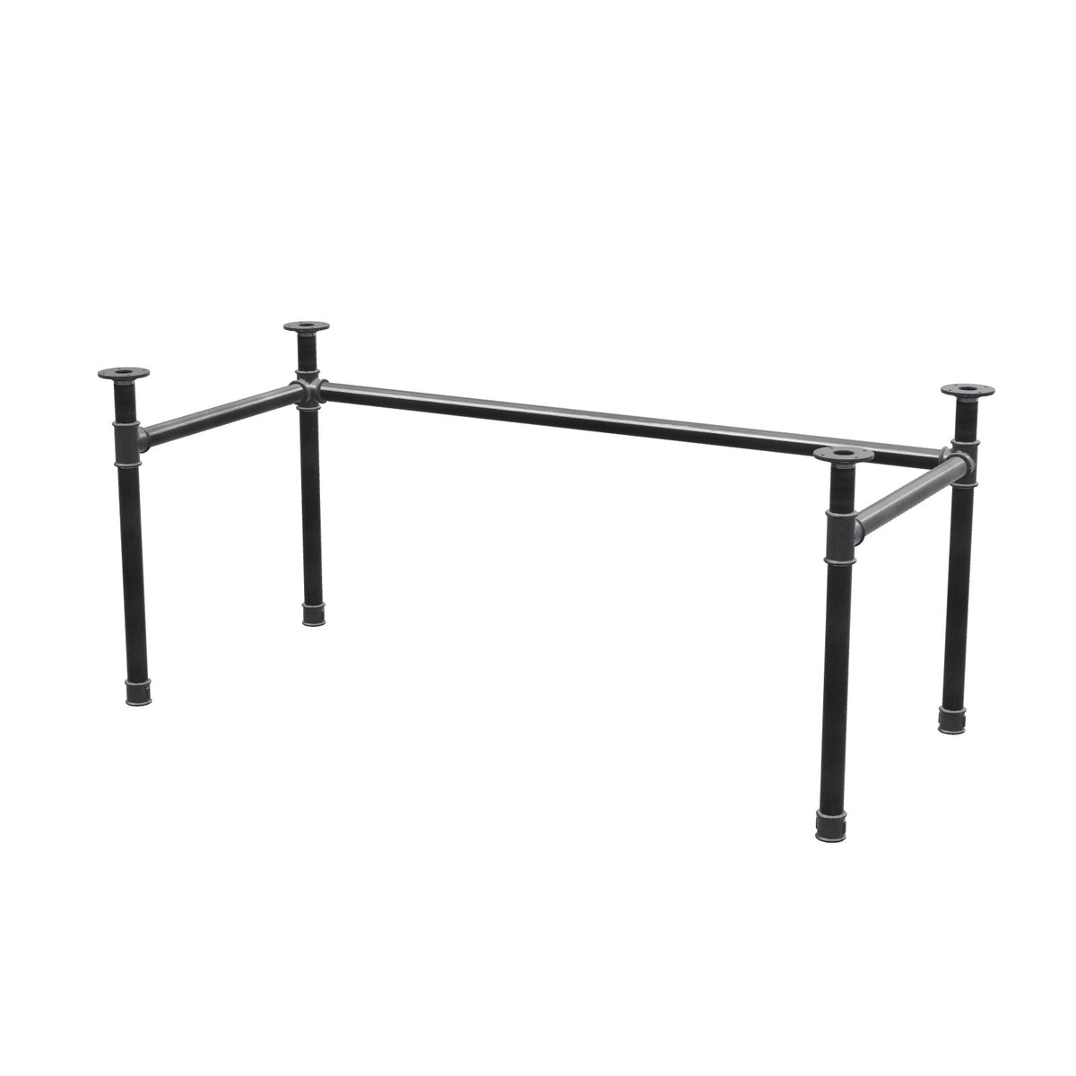 Base de secretária, estrutura em U, ferro fundido e aço Ø 42 mm, 166 × 76 cm, altura 70 cm