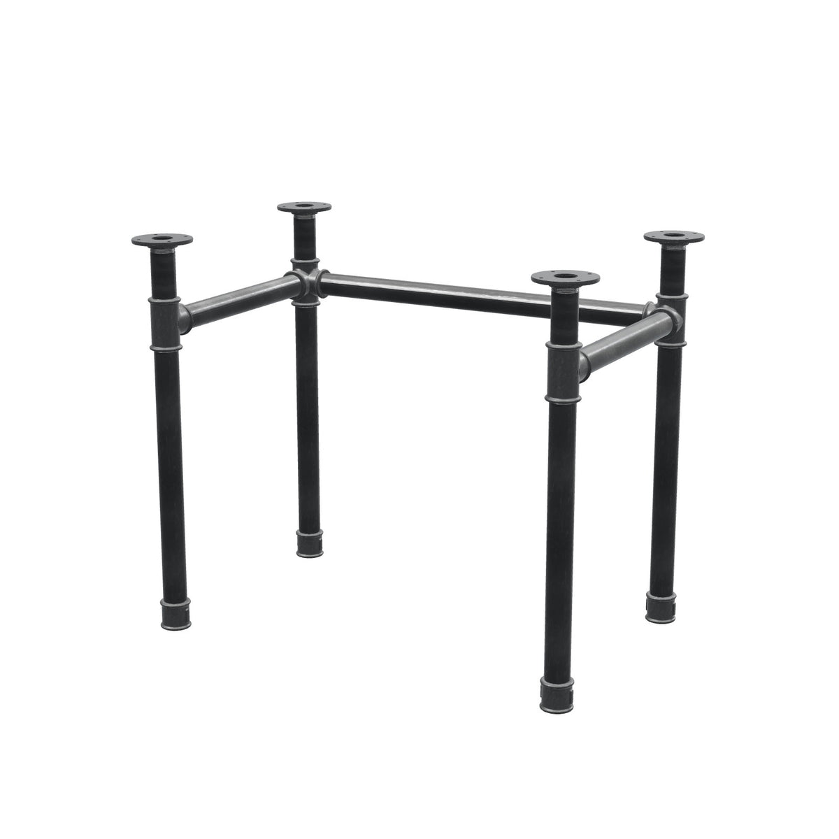 Base de secretária, estrutura em U, ferro fundido e aço Ø 42 mm, 86 × 56 cm, altura 70 cm