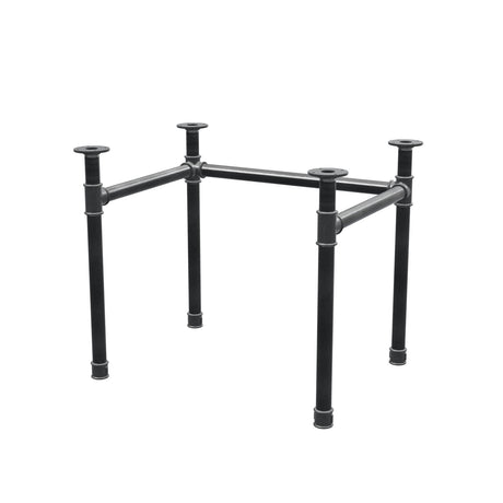 Base de secretária, estrutura em U, ferro fundido e aço Ø 42 mm, 86 × 66 cm, altura 70 cm