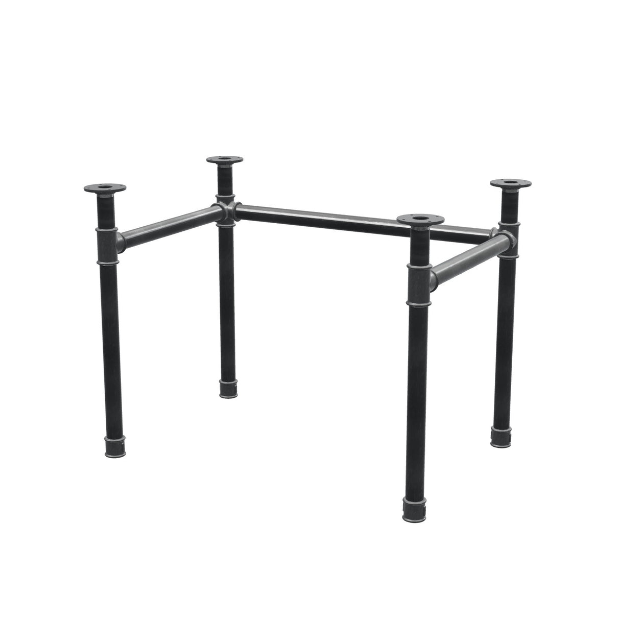 Base de secretária, estrutura em U, ferro fundido e aço Ø 42 mm, 96 × 66 cm, altura 70 cm
