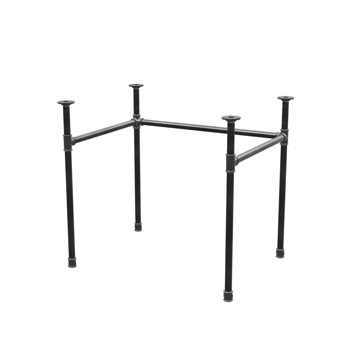 Base de secretária, estrutura em U, ferro fundido e aço Ø 27 mm, 81 × 61 cm, altura 71 cm