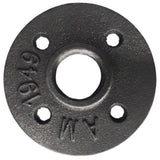 Flange 4 furos 3/4 polegada ferro fundido preto — vista superior