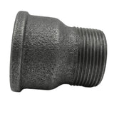 Conexão de extensão em ferro fundido preto - vista lateral da rosca macho cónica
