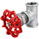 Acessório estilo válvula de 3/4'' com volante vermelho de 72 mm, porca de aço inoxidável, acessório em ferro fundido galvanizado