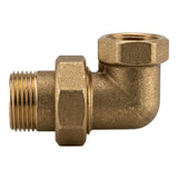 Raccord union coude mâle-femelle en laiton CW617N BSP - vue de face