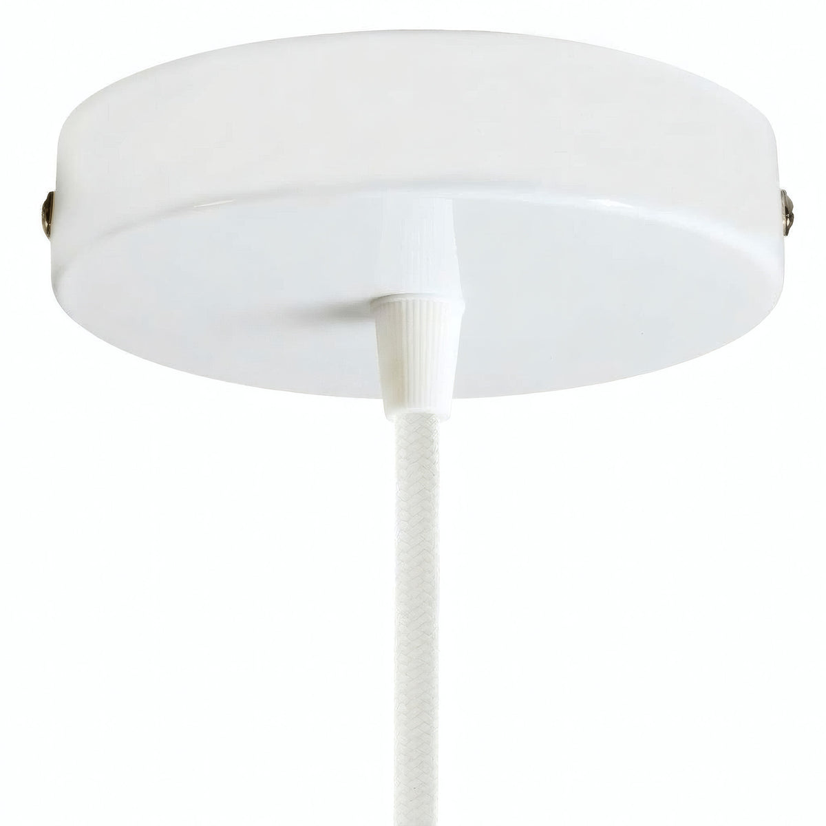 Florão cilíndrico em metal, Ø 120 mm — Cónico em termoplástico / Branco brilhante