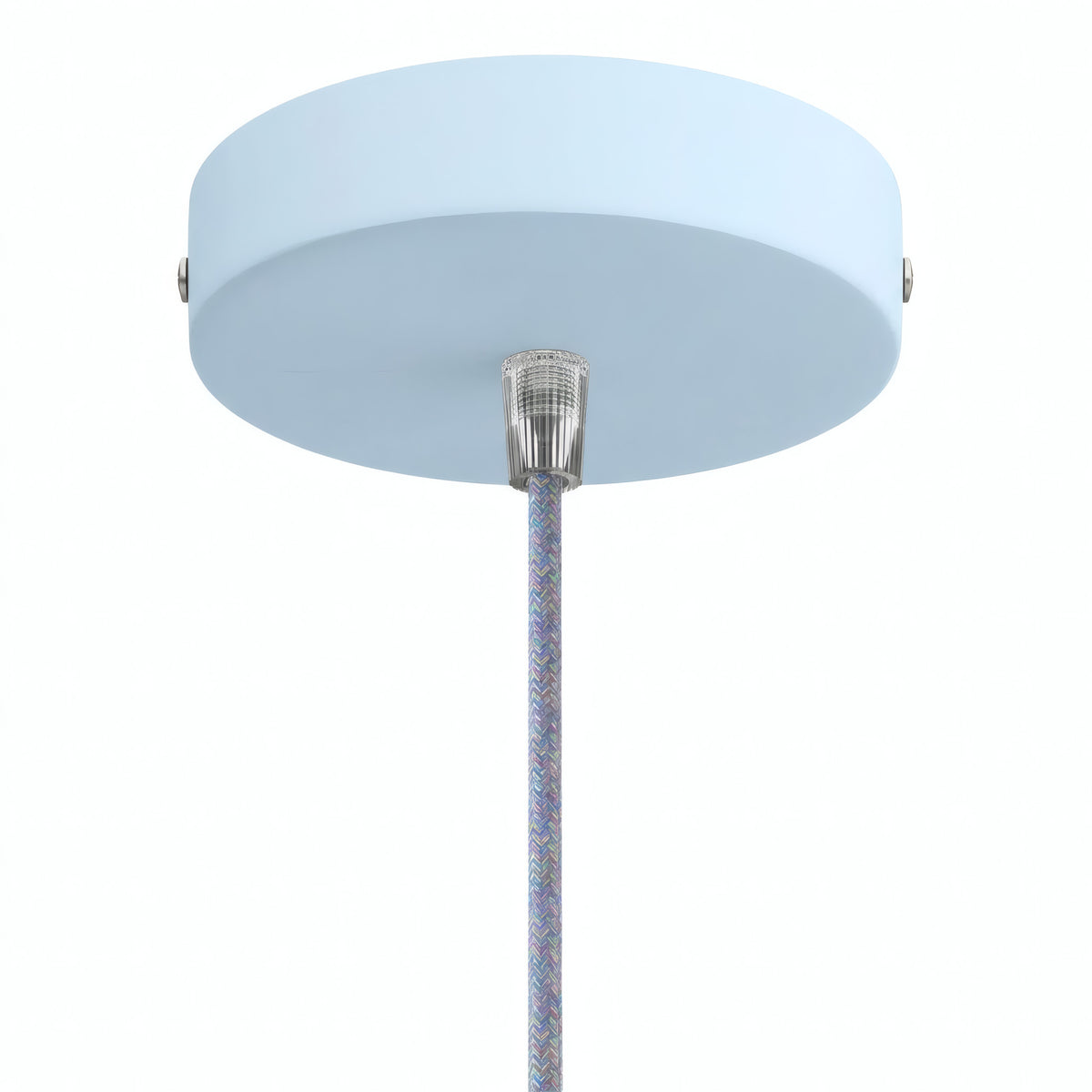 Florão cilíndrico em metal, Ø 120 mm — Cónico em termoplástico / Azul céu