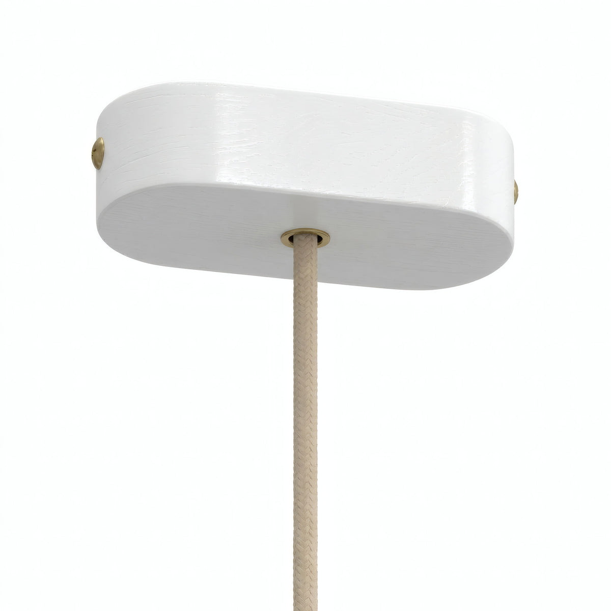 Florão oval em madeira, 120 × 51 mm — Branco