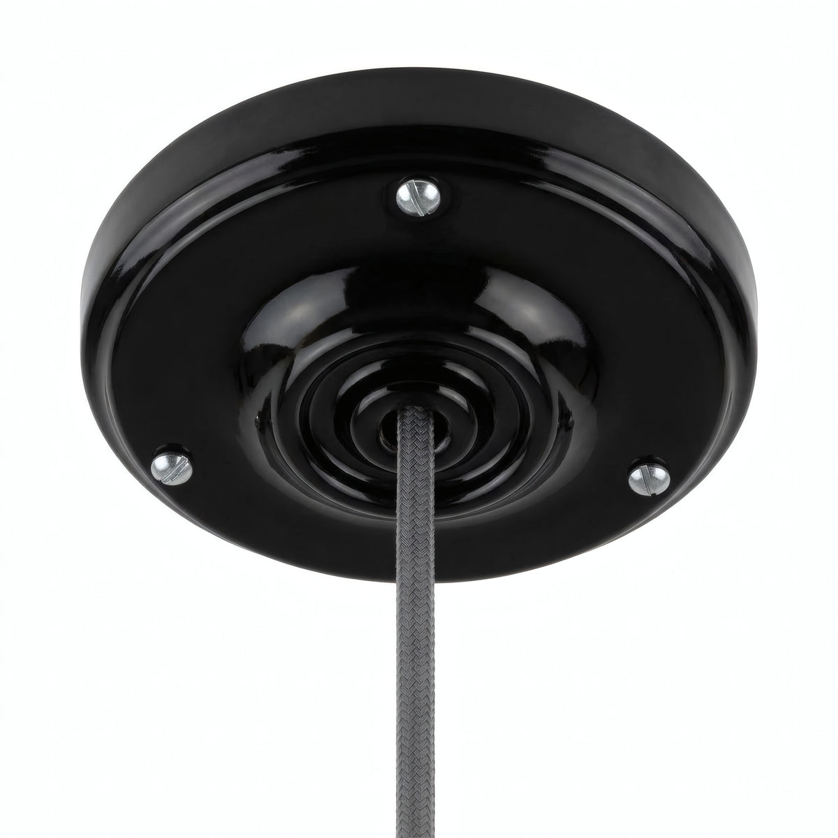 Florão em porcelana com kit de fixação, Ø 105 mm — Preto