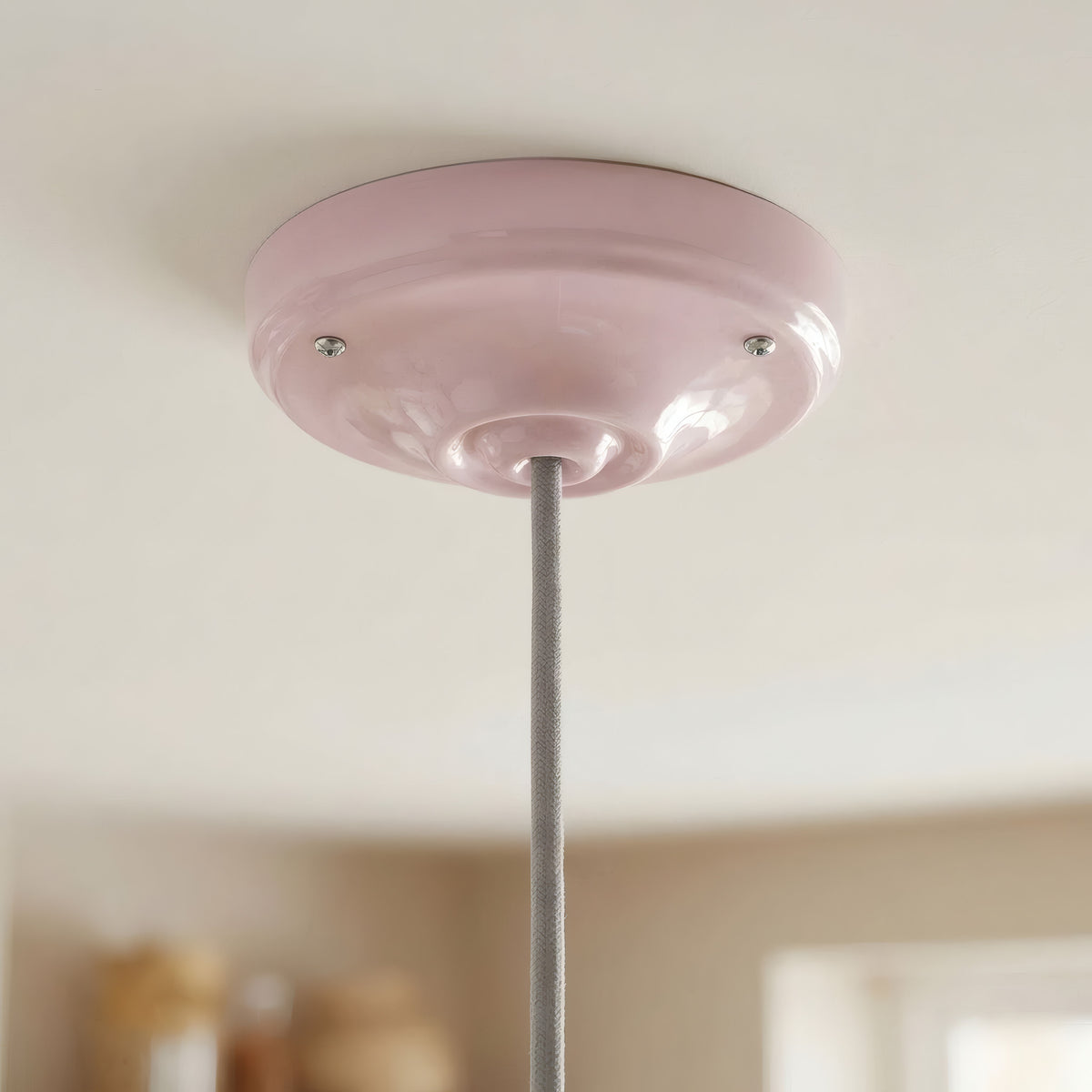 Florão em porcelana com kit de fixação, Ø 105 mm — Rosa antigo