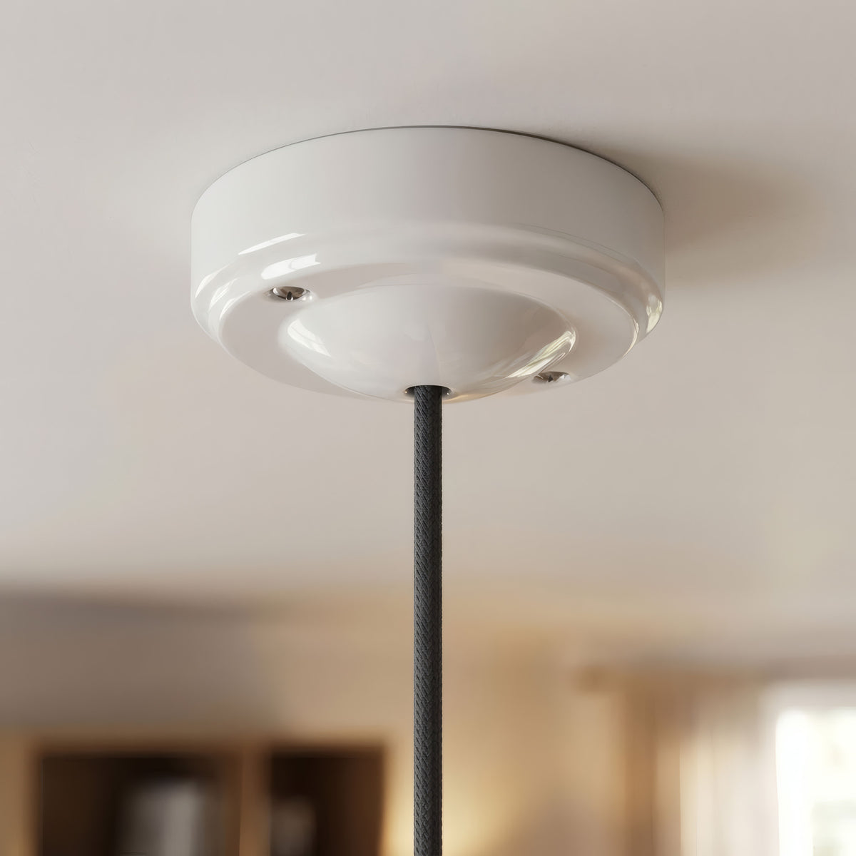 Florão minimalista em porcelana, Ø 100 mm — Branco