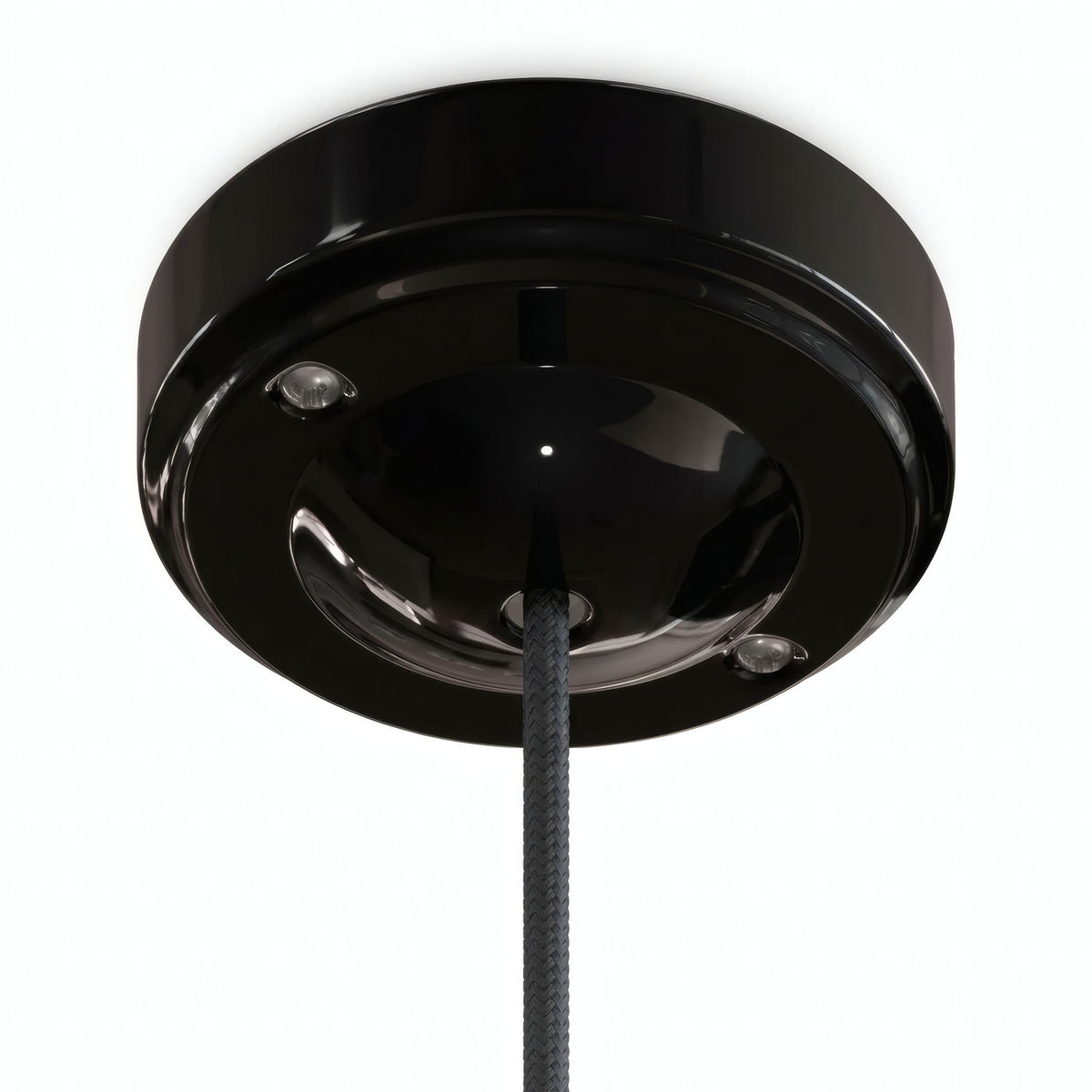 Florão minimalista em porcelana, Ø 100 mm — Preto