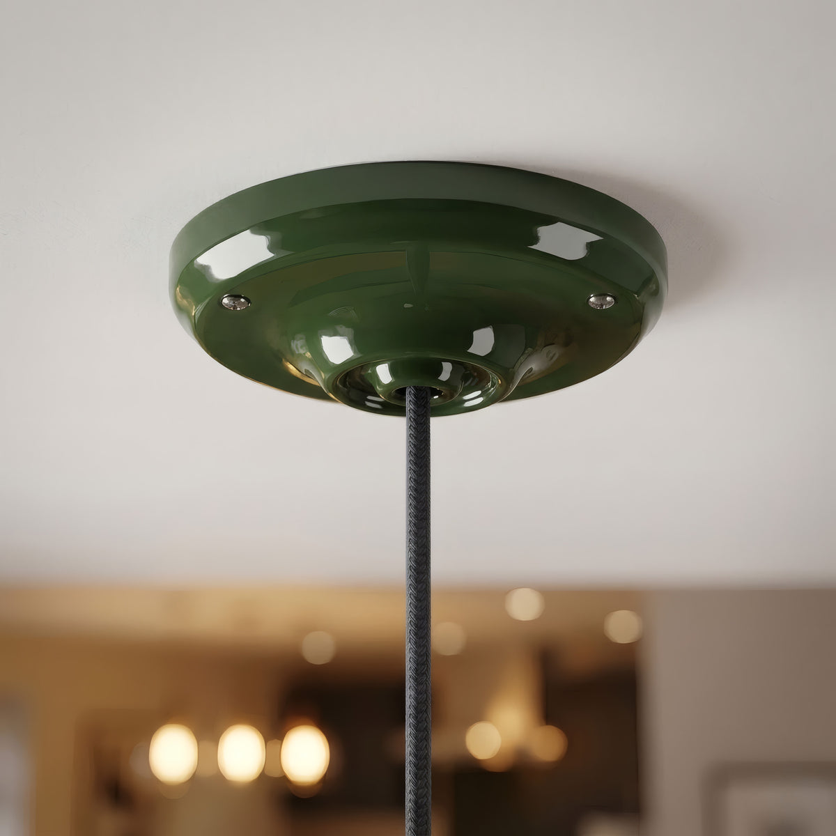 Florão em porcelana com kit de fixação, Ø 105 mm — Verde