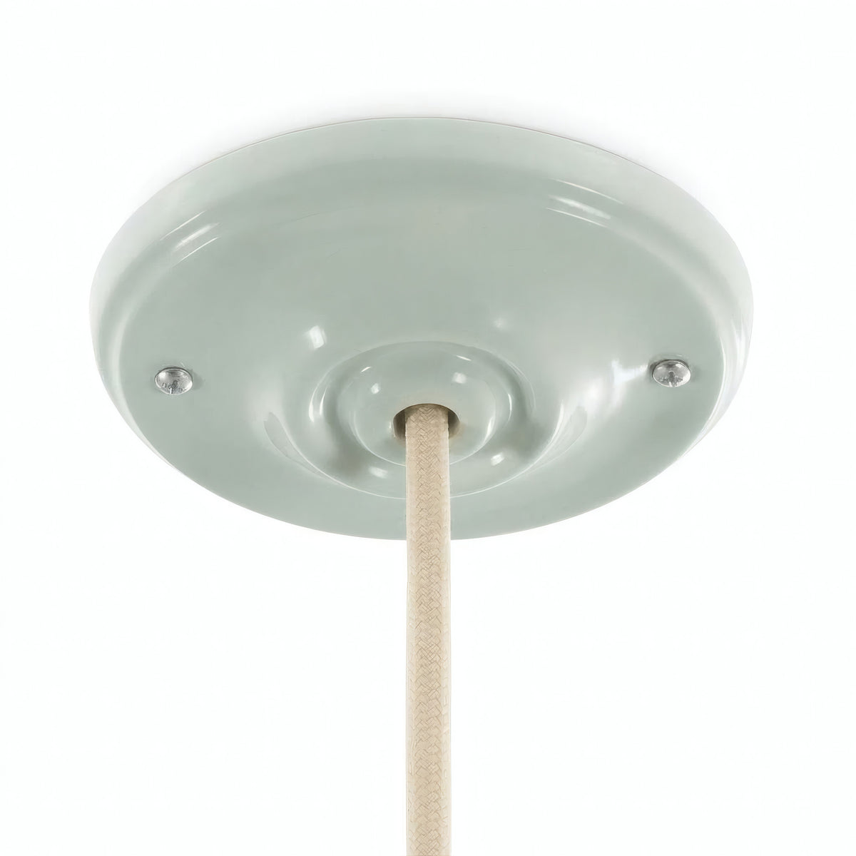 Florão em porcelana com kit de fixação, Ø 105 mm — Verde sálvia