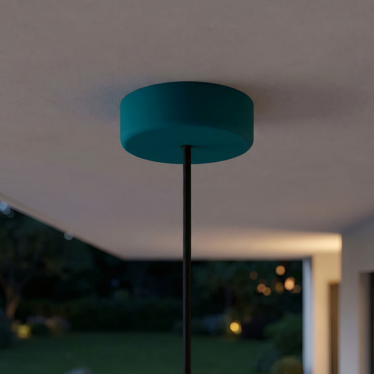 Florão em silicone de exterior IP65, Ø 125 mm — Azul petróleo