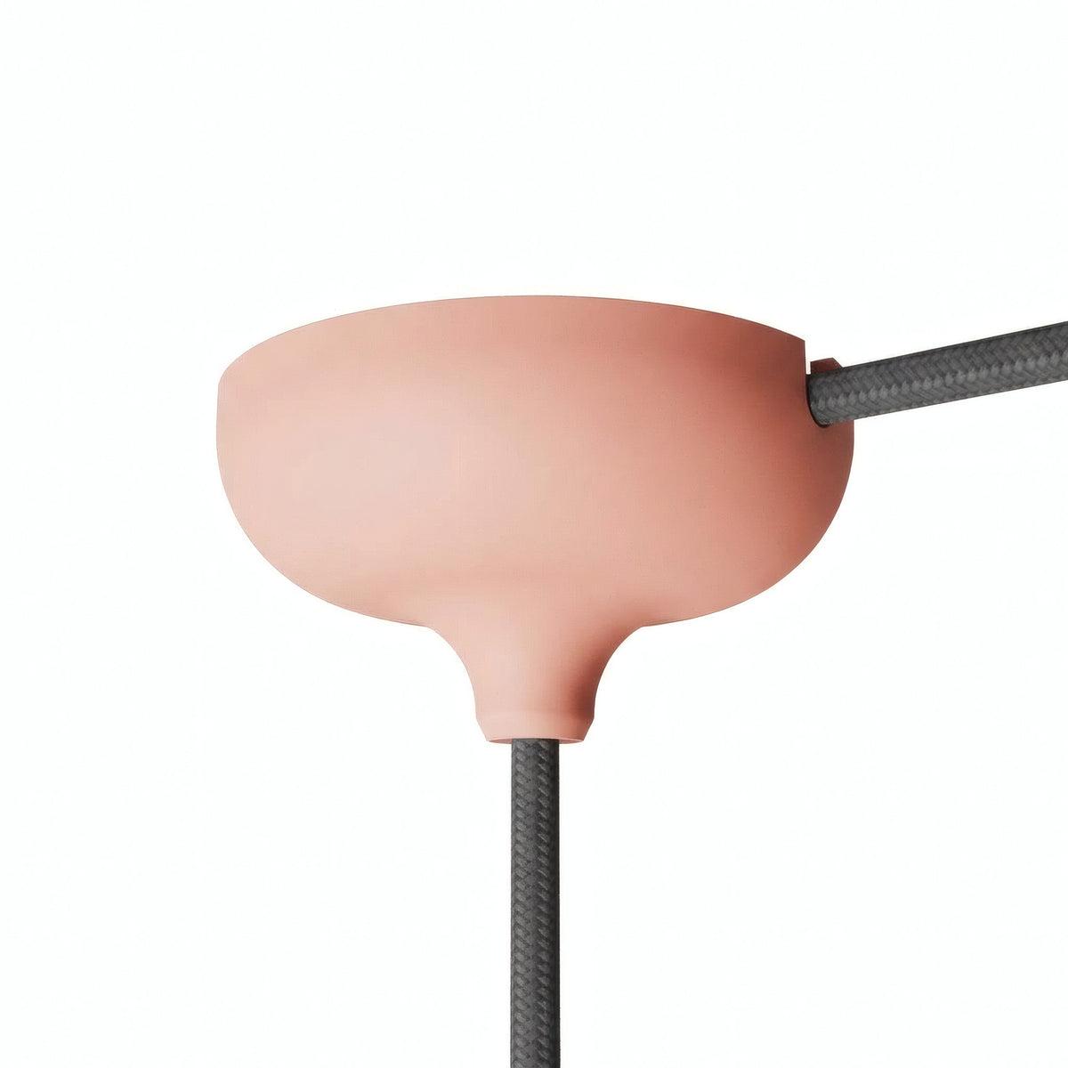 Florão em silicone Ø 88 mm, furo central e saída lateral — Salmão