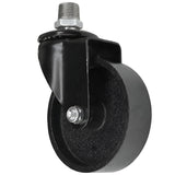 Rodízio giratório industrial preto com roda em ferro fundido de 100 mm, rosca macho, acessório em ferro fundido galvanizado
