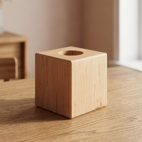 Base de candeeiro cubo em amieiro para casquilho E27