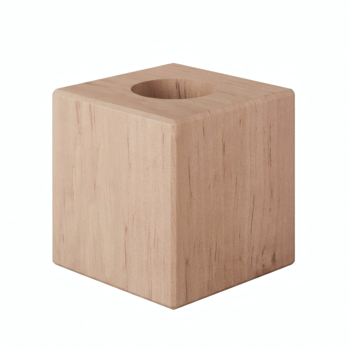 Base de candeeiro cubo em amieiro para casquilho E27 — Madeira natural