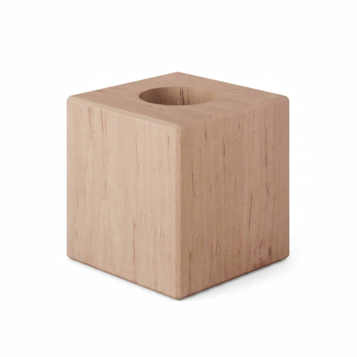 Base de candeeiro cubo em amieiro para casquilho E27 — Madeira natural