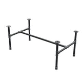 Base de mesa de centro industrial em ferro fundido, em H, 101 × 55 cm, altura 42 cm, vista de três quartos