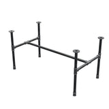 Base de mesa de centro industrial em ferro fundido, em H, 101 × 55 cm, altura 52 cm, vista de três quartos