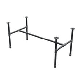 Base de mesa de centro industrial em ferro fundido, em H, 111 × 55 cm, altura 52 cm, vista de três quartos
