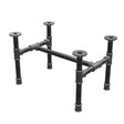 Base de mesa de centro industrial em ferro fundido, em H, 51 × 35 cm, altura 32 cm, vista de três quartos