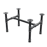 Base de mesa de centro industrial em ferro fundido, em H, 51 × 35 cm, altura 32 cm, vista de três quartos