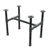 Base de mesa de centro industrial em ferro fundido, em H, 51 × 35 cm, altura 42 cm, vista de três quartos