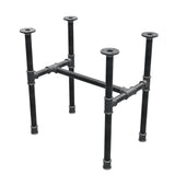 Base de mesa de centro industrial em ferro fundido, em H, 51 × 35 cm, altura 52 cm, vista de três quartos