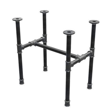 Base de mesa de centro industrial em ferro fundido, em H, 51 × 35 cm, altura 52 cm, vista de três quartos