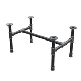 Base de mesa de centro industrial em ferro fundido, em H, 61 × 39 cm, altura 32 cm, vista de três quartos