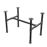 Base de mesa de centro industrial em ferro fundido, em H, 61 × 39 cm, altura 42 cm, vista de três quartos