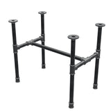 Base de mesa de centro industrial em ferro fundido, em H, 61 × 39 cm, altura 52 cm, vista de três quartos