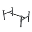 Base de mesa de centro industrial em ferro fundido, em H, 71 × 45 cm, altura 32 cm, vista de três quartos