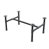 Base de mesa de centro industrial em ferro fundido, em H, 71 × 45 cm, altura 32 cm, vista de três quartos
